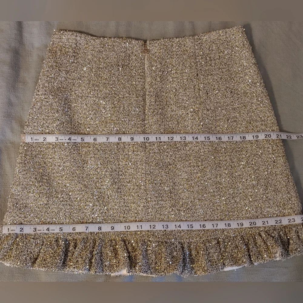 Kate Spade New Yorker Silver Metallic Tweed Skirt So Sparkly Size 14 NWOT